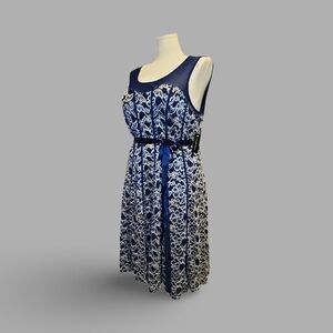 Elegant Navy and White Embroidered Dress By Candlelight Women's Fairycore Formal